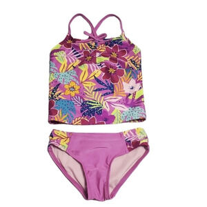 NWT Cat & Jack Girl's Floral 2 PC Tankini Swimsuit XS 4/5